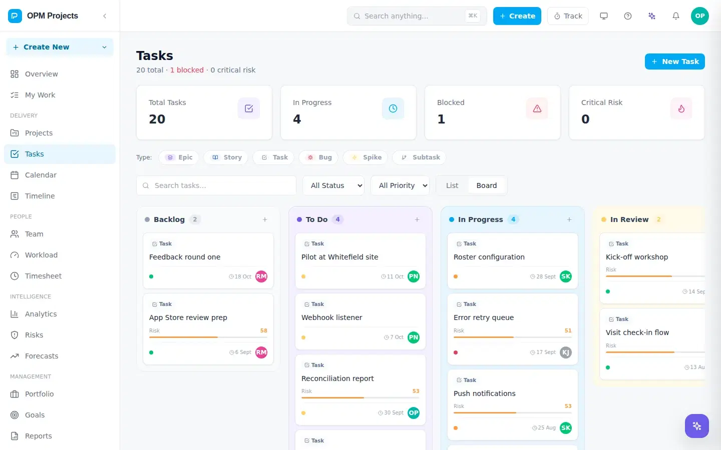 OPM Projects product screen